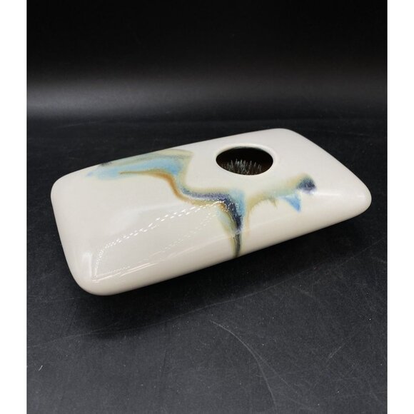 Ceramic George Town Pottery Ikebana Vase With Metal Flower Frog Signed Rectangle - Picture 1 of 13